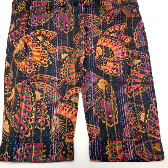 Farm Rio for Anthropologie Lurex Stripe Printed Pants Size Small - Picture 4 of 16